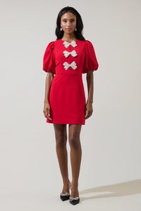 Cherry Belle Pearl Bow Mini Dress