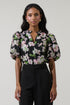 Elsinore Floral Jacquard Split Neck Top