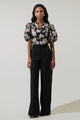 Elsinore Floral Jacquard Split Neck Top