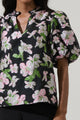Elsinore Floral Jacquard Split Neck Top
