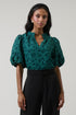 Arielle Jacquard Split Neck Top