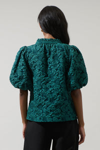 Arielle Jacquard Split Neck Top