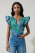 Vesper Geo Carya Ruffle Poplin Top