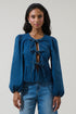 Adira Denim Front Tie Top