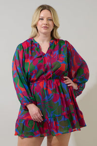 Kaeli Floral Paxton Balloon Sleeve Mini Dress Curve
