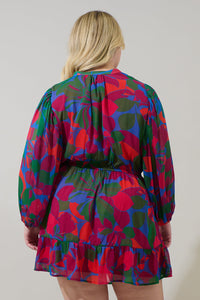Kaeli Floral Paxton Balloon Sleeve Mini Dress Curve