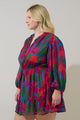 Kaeli Floral Paxton Balloon Sleeve Mini Dress Curve