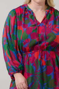 Kaeli Floral Paxton Balloon Sleeve Mini Dress Curve