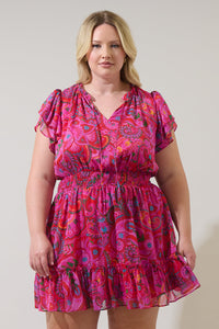 Anais Floral Bumble Ruffle Mini Dress Curve