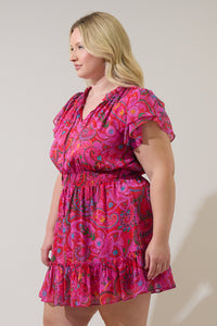 Anais Floral Bumble Ruffle Mini Dress Curve