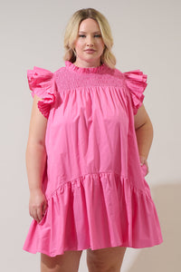 Rhona Smocked Mini Dress Curve