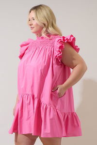Rhona Smocked Mini Dress Curve