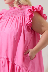 Rhona Smocked Mini Dress Curve