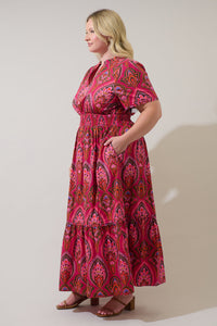 Azura Paisley Belraj Poplin Maxi Dress Curve