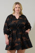 Zenzi Jungle Dabria Split Neck Mini Dress Curve