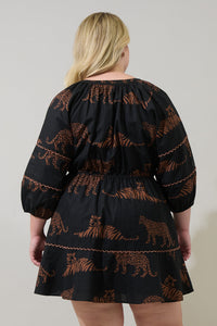 Zenzi Jungle Dabria Split Neck Mini Dress Curve