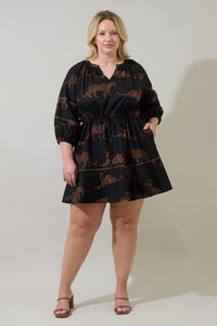 Zenzi Jungle Dabria Split Neck Mini Dress Curve