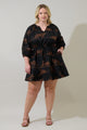 Zenzi Jungle Dabria Split Neck Mini Dress Curve