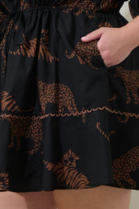 Zenzi Jungle Dabria Split Neck Mini Dress Curve