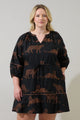Zenzi Jungle Dabria Split Neck Mini Dress Curve