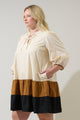 Woodlake Color Block Tiered Mini Dress Curve