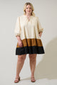 Woodlake Color Block Tiered Mini Dress Curve