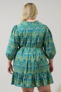 Nyra Paisley Jazlyn Split Neck Mini Dress Curve