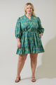 Nyra Paisley Jazlyn Split Neck Mini Dress Curve