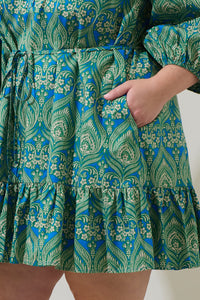 Nyra Paisley Jazlyn Split Neck Mini Dress Curve