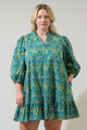 Nyra Paisley Jazlyn Split Neck Mini Dress Curve