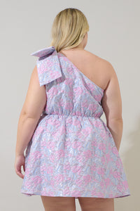 Mandy Jacquard Ivine Bow Mini Dress Curve