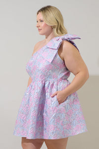 Mandy Jacquard Ivine Bow Mini Dress Curve