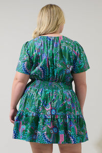 Vesper Geo Aylin Smocked Mini Dress Curve