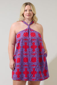 Rory Abstract Amory Halter Mini Dress Curve
