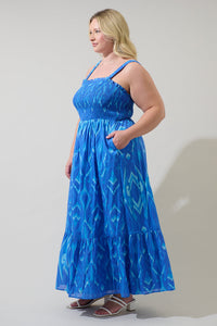 Carys Abstract Delcy Smocked Maxi Dress Curve