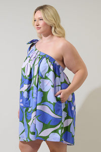 Dayana Floral Adley Shift One Shoulder Mini Dress Curve