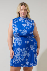 Lilith Floral Hallie Mock Neck Mini Dress Curve