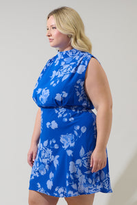 Lilith Floral Hallie Mock Neck Mini Dress Curve