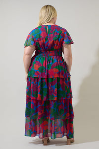 Kaeli Floral Amabel Tiered Maxi Dress Curve