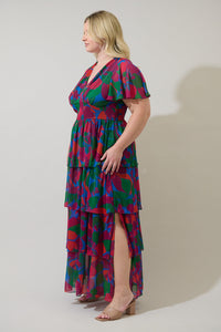 Kaeli Floral Amabel Tiered Maxi Dress Curve