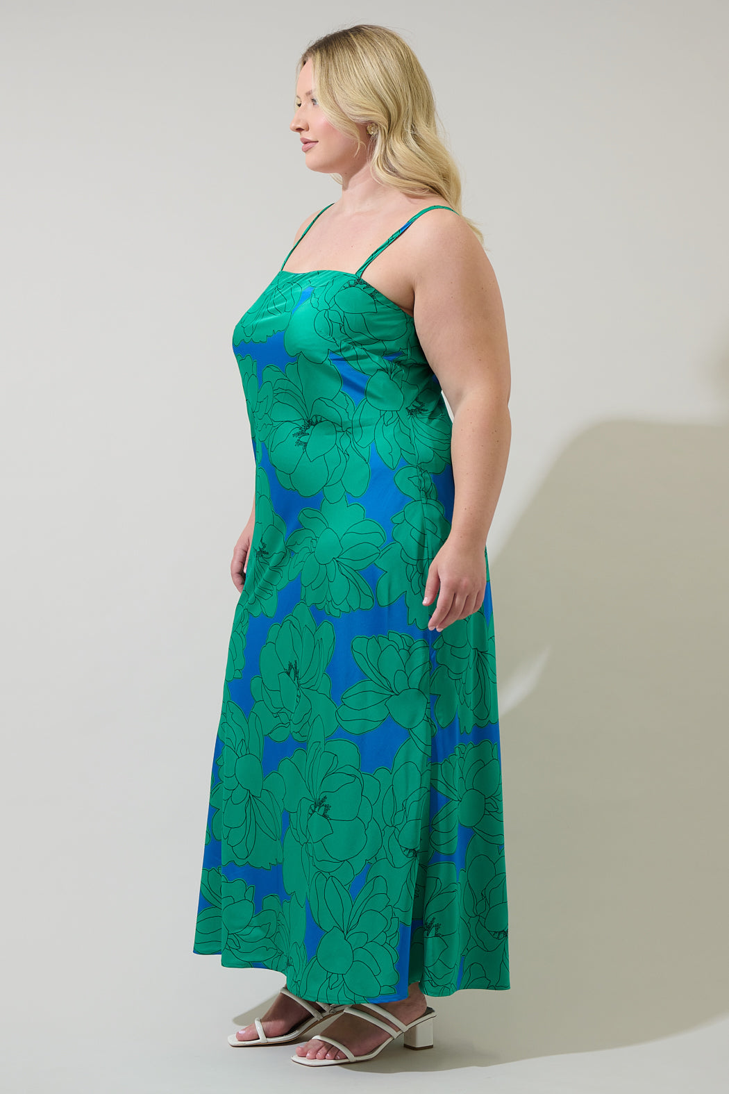 Morgany Floral Tirza Maxi Dress Curve BLUE-GREEN / 1X by Sugarlips Morgany Floral Tirza Maxi Dress Curve BLUE-GREEN / 1X by Sugarlips