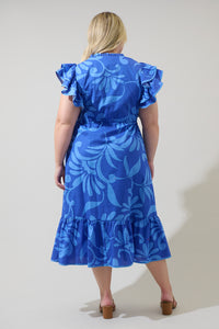 Emidora Floral Kiny Ruffle Midi Dress Curve