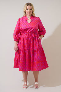 Vaila Floral Soraya Midi Tiered Dress Curve
