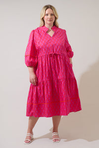 Vaila Floral Soraya Midi Tiered Dress Curve