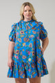 Anabelle Floral Rully Shift Mini Dress Curve