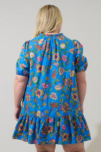 Anabelle Floral Rully Shift Mini Dress Curve