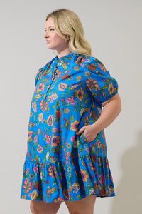 Anabelle Floral Rully Shift Mini Dress Curve