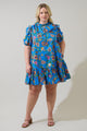 Anabelle Floral Rully Shift Mini Dress Curve