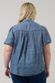 Georgina Chambray Button Front Bow Top Curve