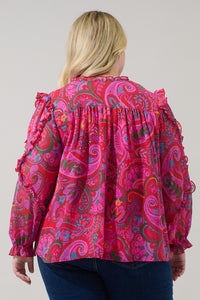 Anais Floral Raj Ruffle Balloon Sleeve Curve